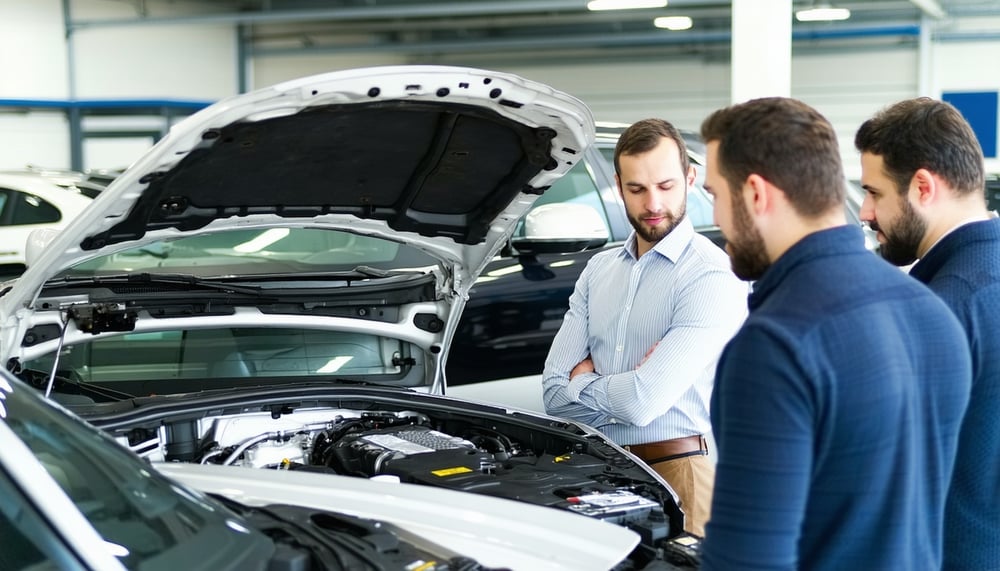 Equipo de consultores automotrices trabajando juntos